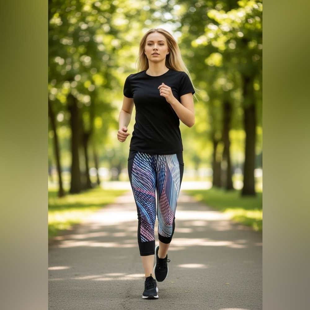 Athleta Women's Mosaic Relay Capri 2.0 leggings in a multi-color patter